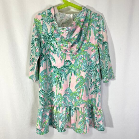Lily Pulitzer Girls M Pool Beach Cover Up Pink Blossom Zip Up Hooded - Picture 2 of 12